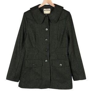 NWOT EASTON NESTON Max Studio Special Edition Wool Herringbone Coat Sz 6 Green